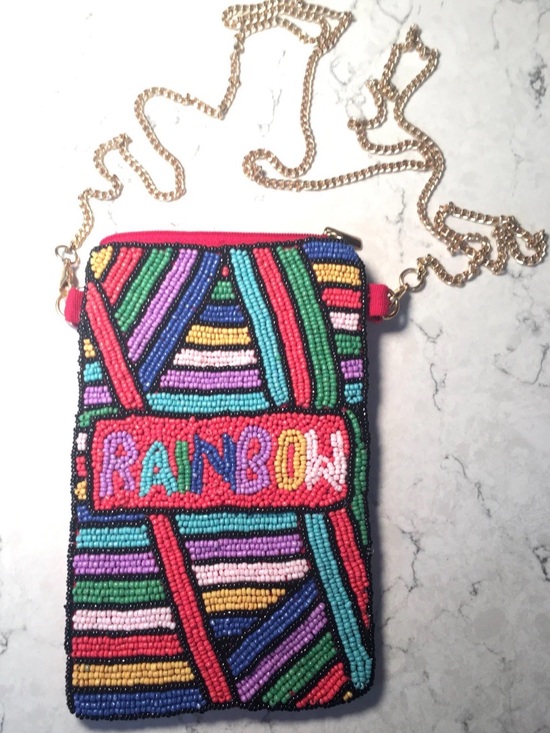 Kay Lee Handbags - Kay Lee Beaded Cross Body Bag RAINBOW Bright  Purse Cell Phone holder NEW